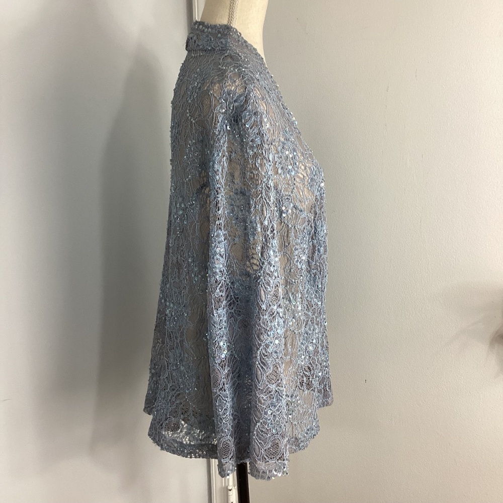 VTG 80-S KAREN MILLER  PLUS 20W SPECIAL EVENT BLUE LACE CARDIGAN BEADS S… - Picture 4 of 13